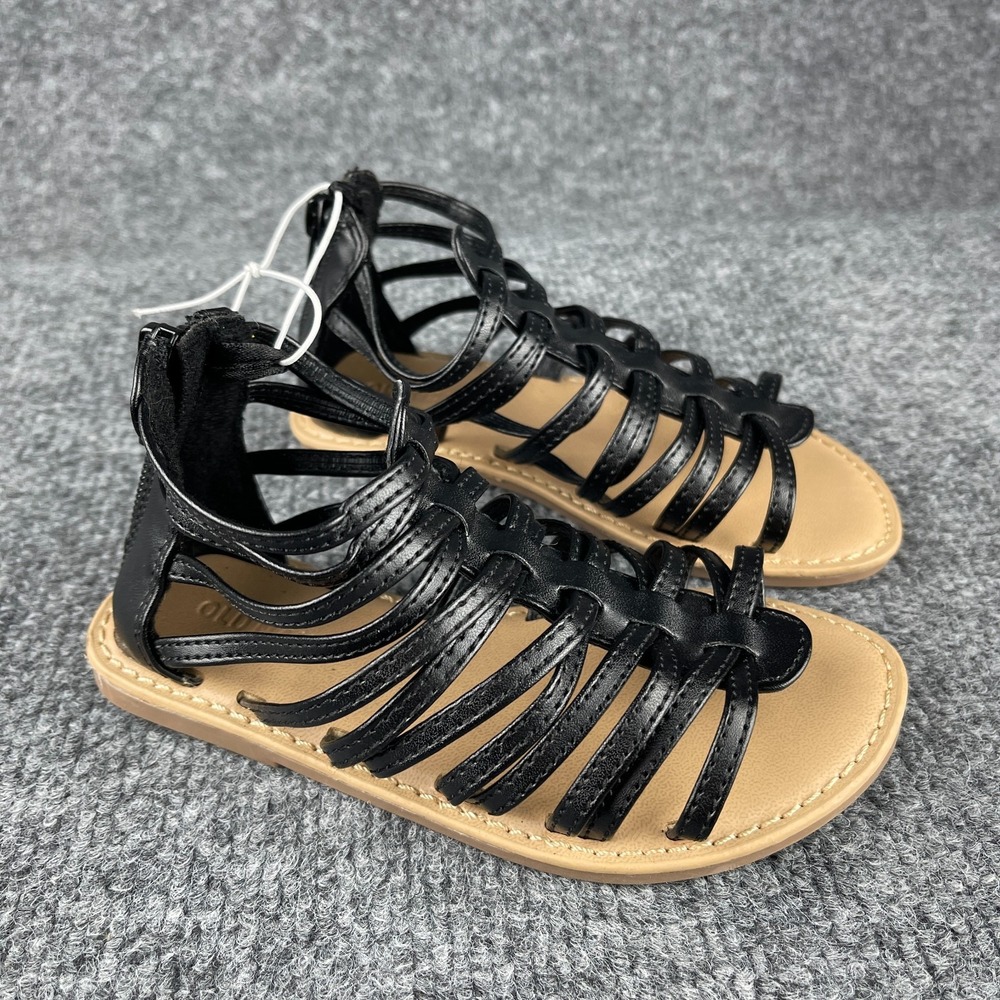 Old Navy Toddler Girls Sandals Size 9 Black Gladiator Strappy Faux Leather